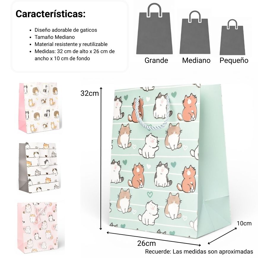bolsa para regalo varios colores de papel dim:26x32x10