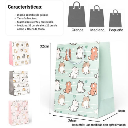 BOLSA PARA REGALO VARIOS COLORES DE PAPEL DIM:26X32X10