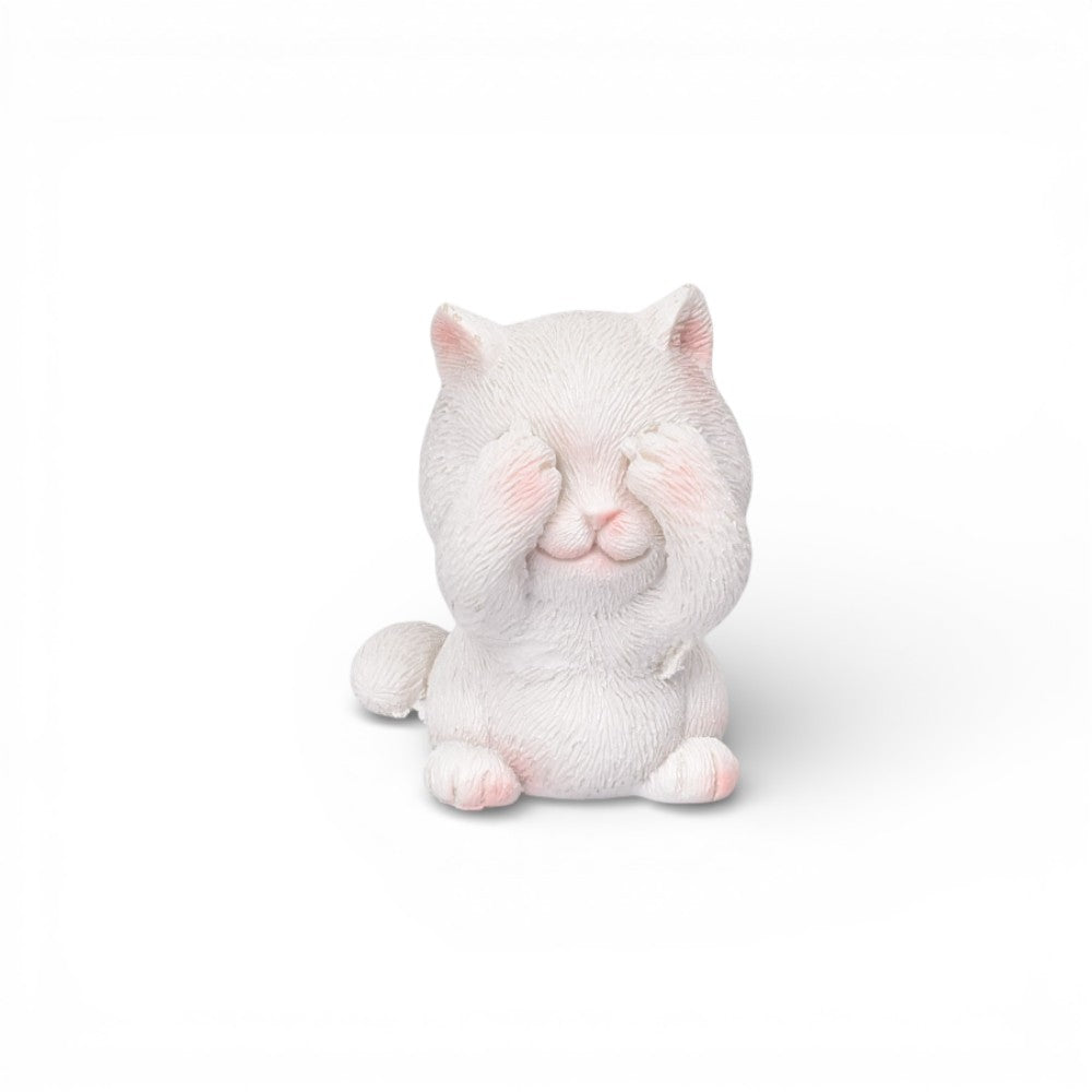 adorno resina blanco diseño gato dim:3x5x3