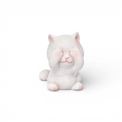 ADORNO RESINA BLANCO DISEÑO GATO DIM:3X5X3