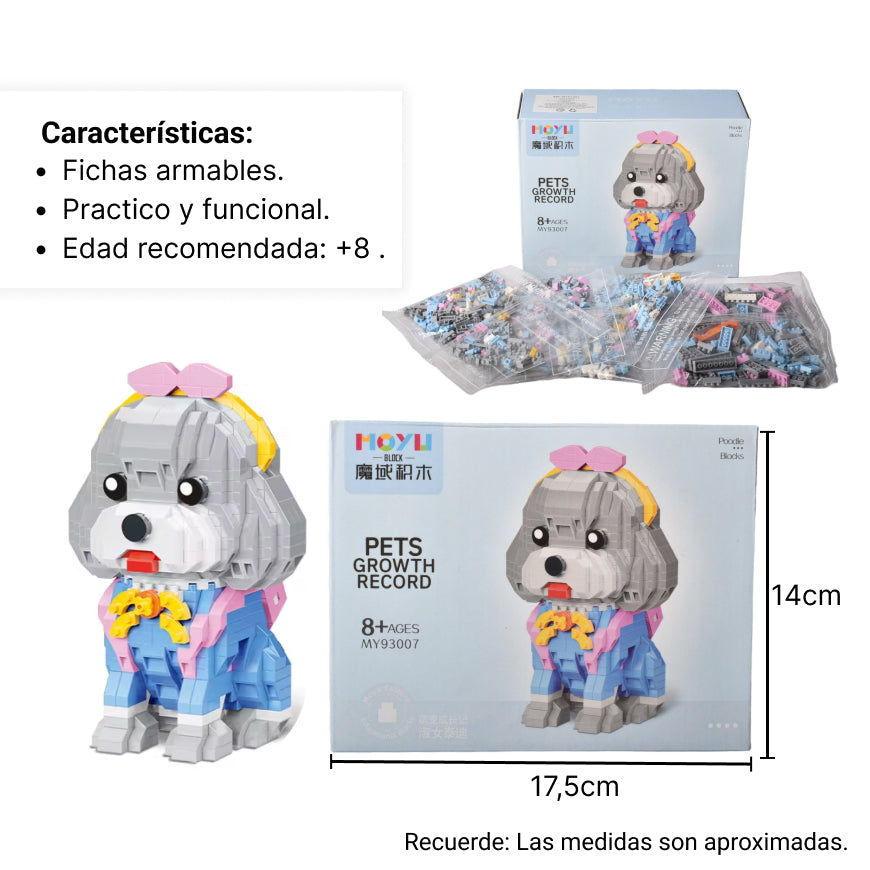 juguete mini bloques fichas ladrillos de armar forma de perr