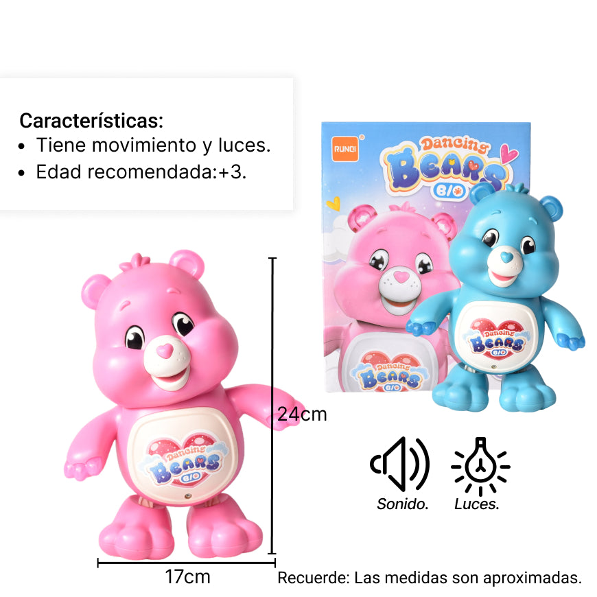 juguete oso con movimiento luces y sonido plastico