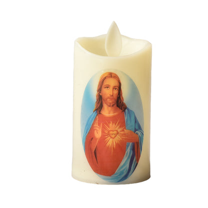 VELA DECORATIVA CON IMAGEN PLASTICA DE PILA DIM:5X5X9