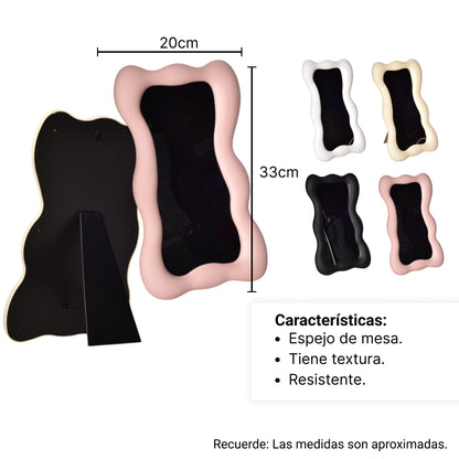 ESPEJO VIDRIO PLASTICO DIFERENTES COLORES DIM:33X20X2