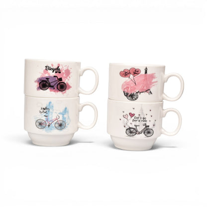 POCILLO SET 4PCS CERAMICA CON BASE DIM:20X8CM