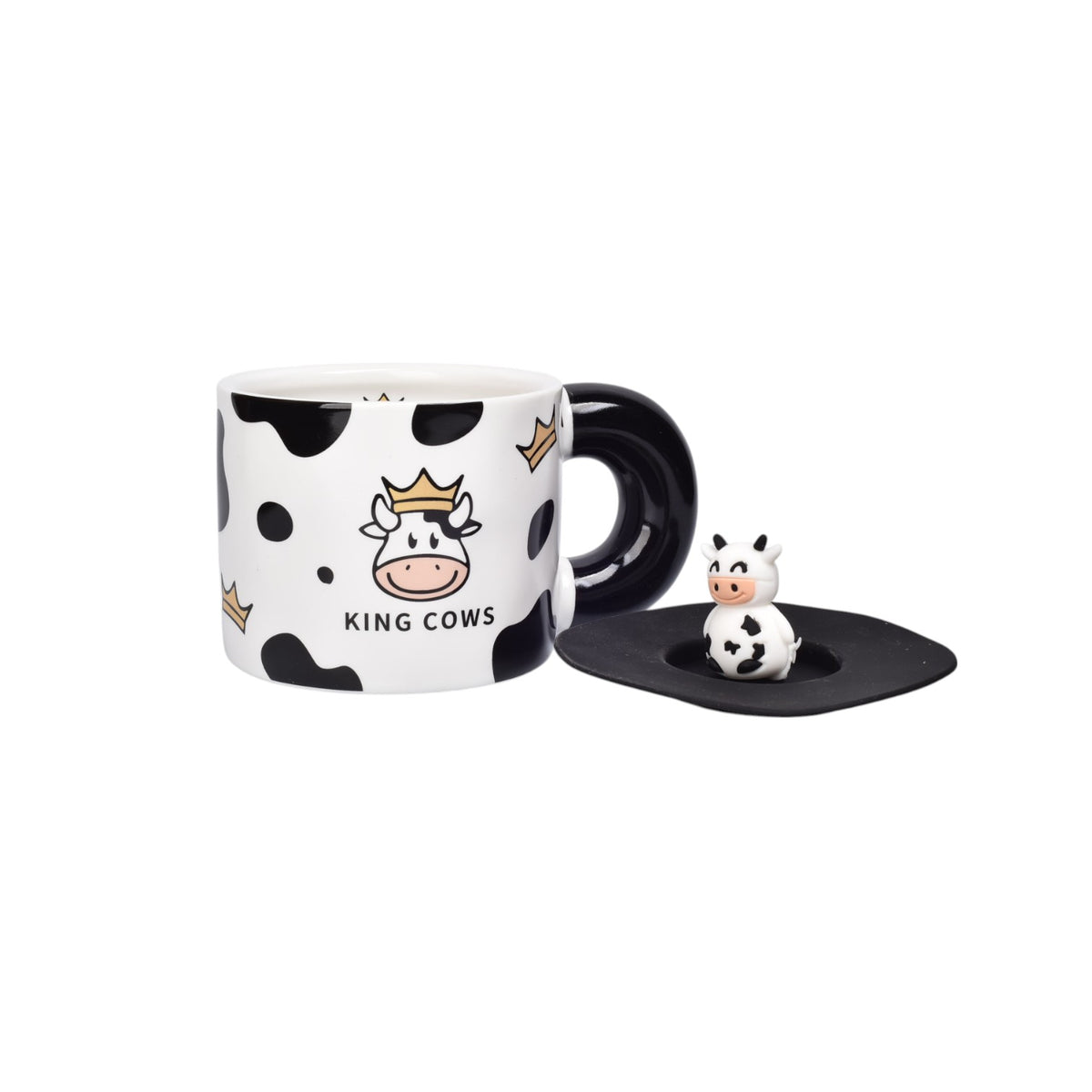 mug pocillo ceramica diseños de vacas con tapa dim:9x9x7