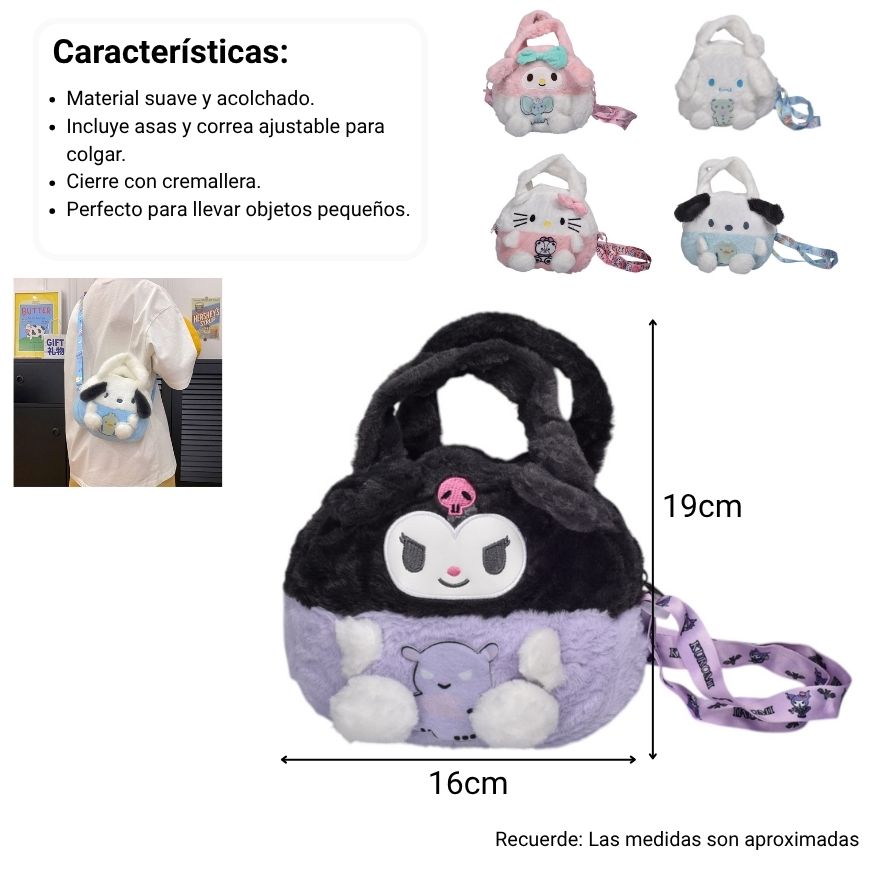 bolso cartera personaje niña de peluche
