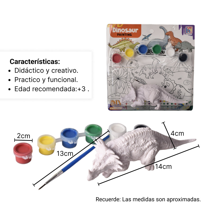 set kit de pintar dinosaurio con temperas