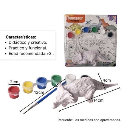 SET KIT DE PINTAR DINOSAURIO CON TEMPERAS