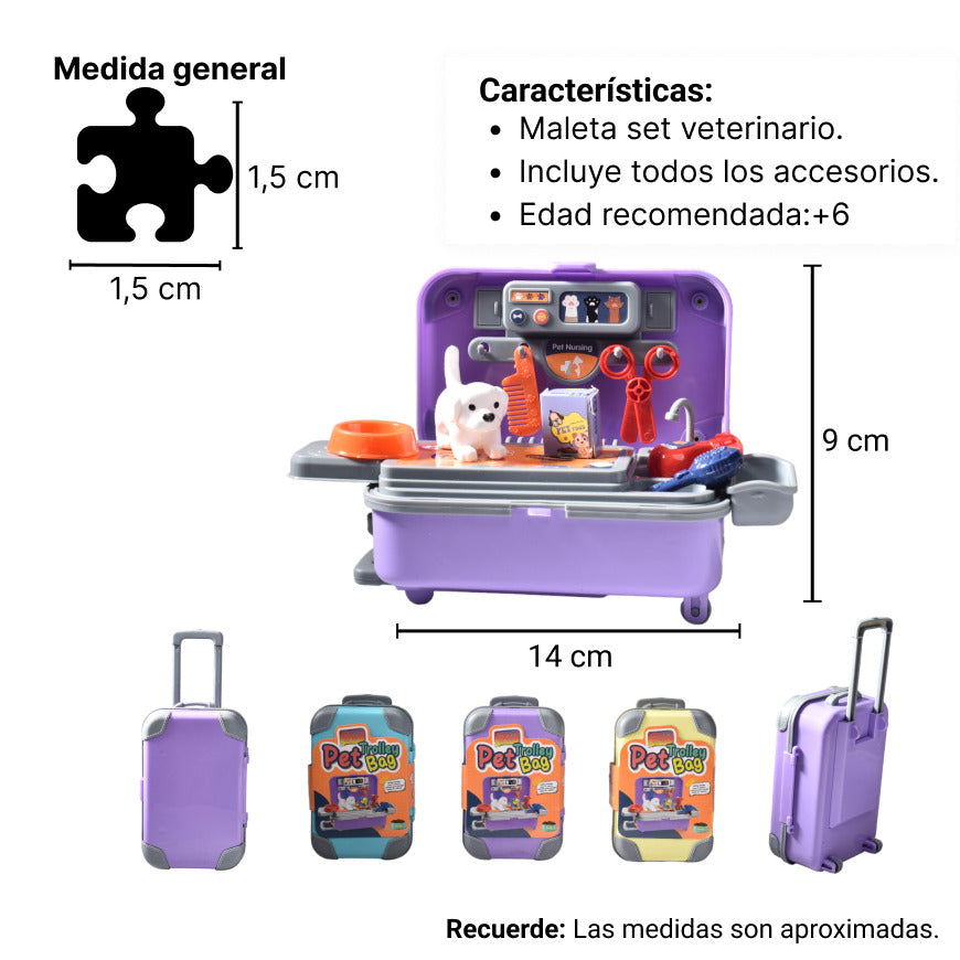 set medico veterinario maleta niños dim:14x9x6