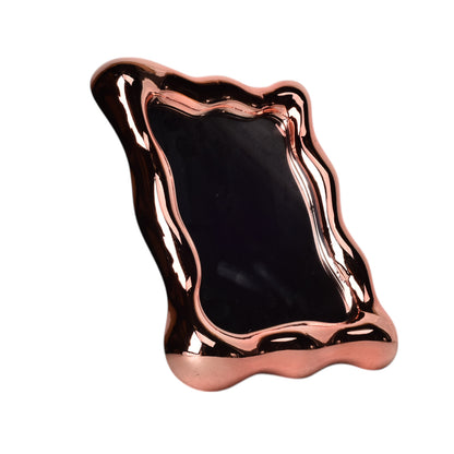 ESPEJO VIDRIO PLASTICO ORO ROSA-PLATEADO DISEÑO ELEGANTE