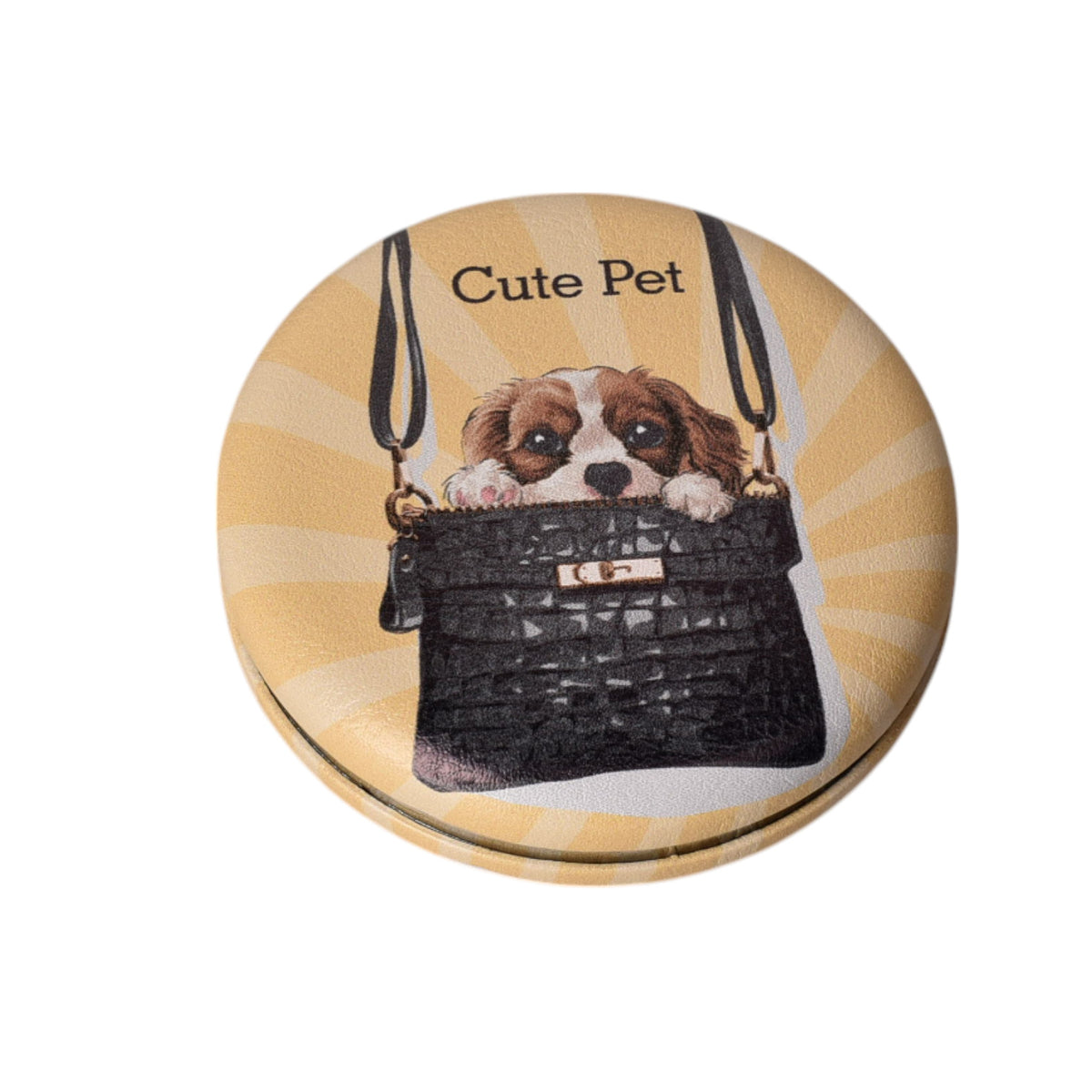 espejo vidrio sintetico pequeño cartera diseño perros dim:7c