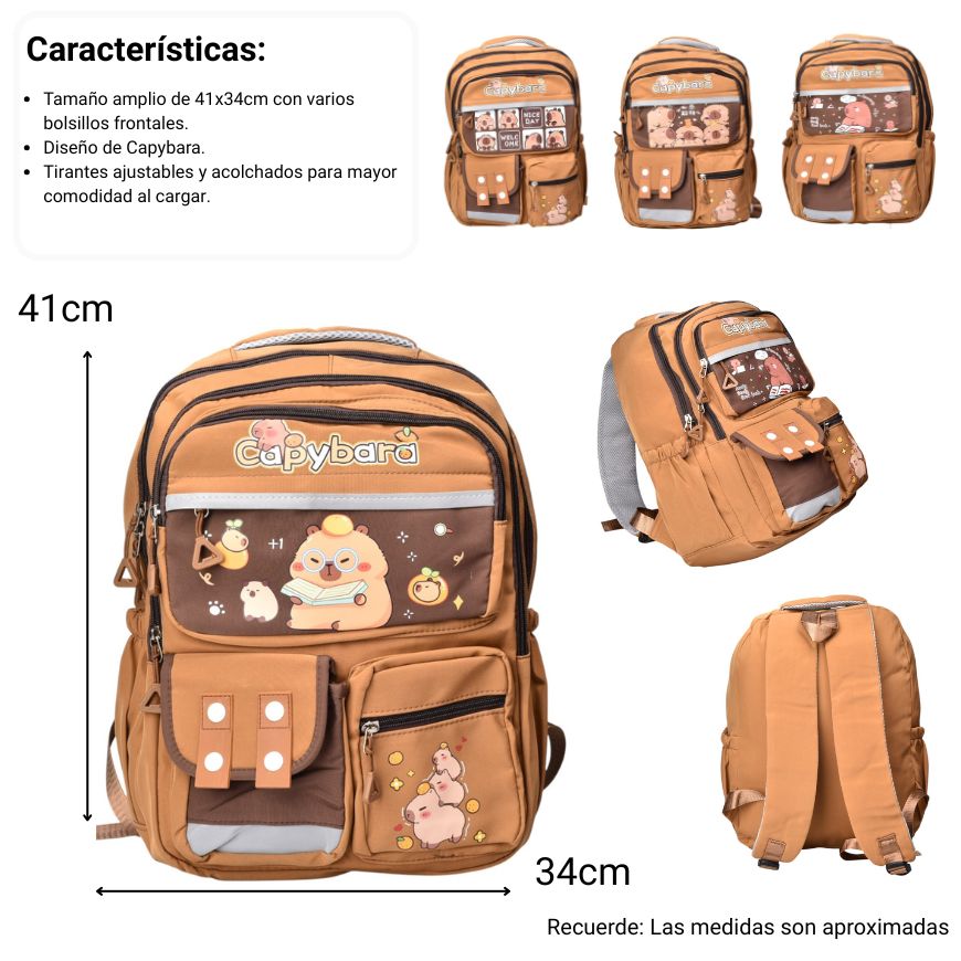 morral maleta poliester cafe dim:41x31x12