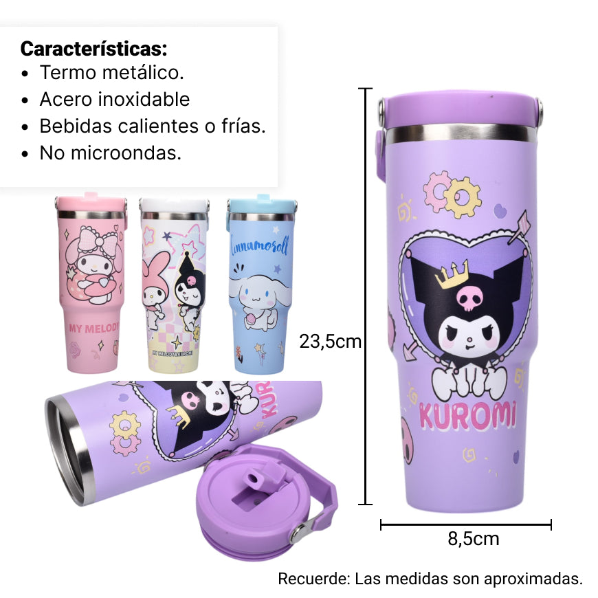 termo metalico 890ml personaje dim:8x8x23