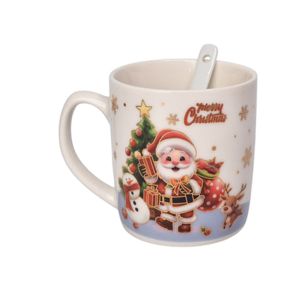 SET POCILLO NAVIDAD CON CUCHARA CERAMICA 210ML DIM7X7X8