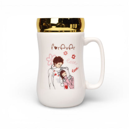 MUG POCILLO CERAMICA TAPA ESPEJO 420ML DIM:7X7X14