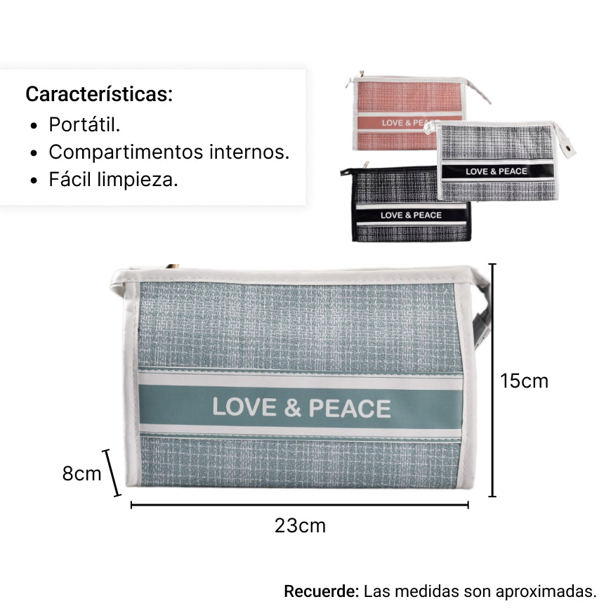cosmetiquera en poliester dim:24*15*8cm