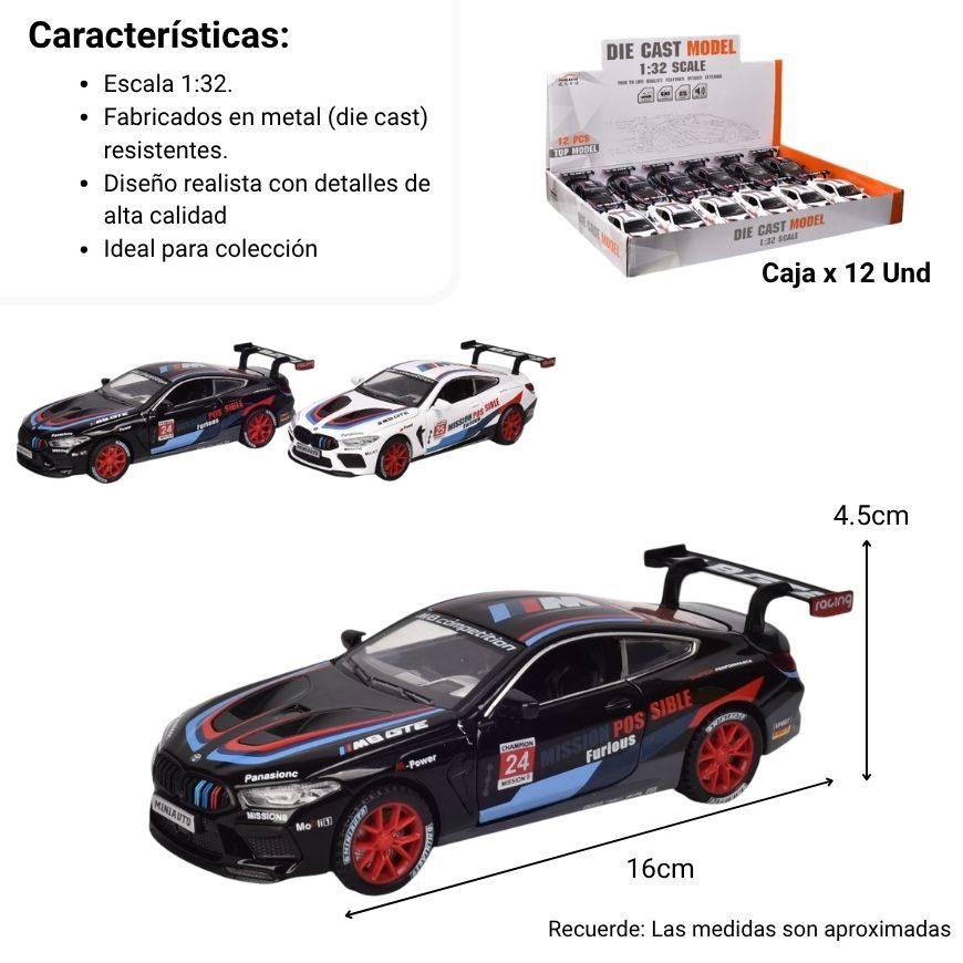 carro coleccion deportivo metalico escala 1/32