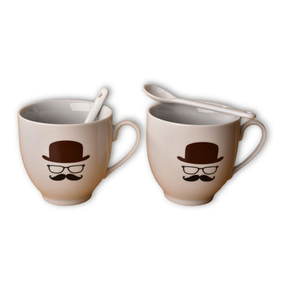 POCILLOS CON CUCHARAS SET 2PCS CERAMICA DIM:5.6*5.5CM