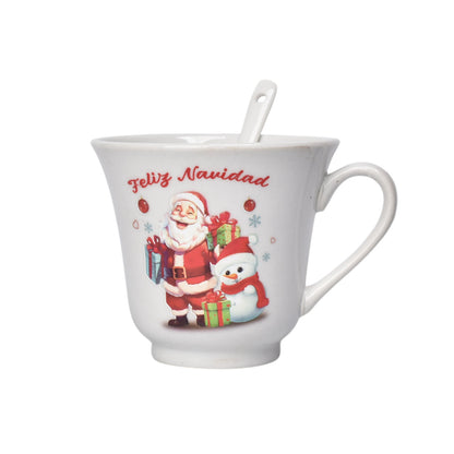 MUG POCILLO EN CERAMICA CON CUCHARA NAVIDAD 250ML DIM:9X9