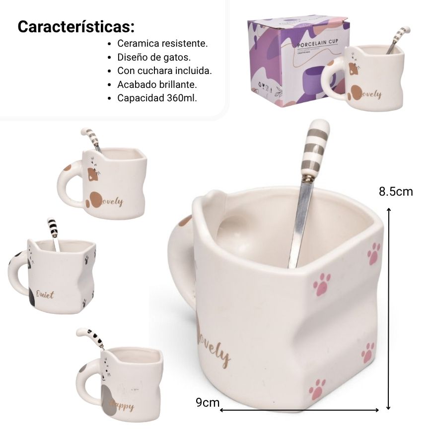 mug pocillo ceramica con cuchara 360ml