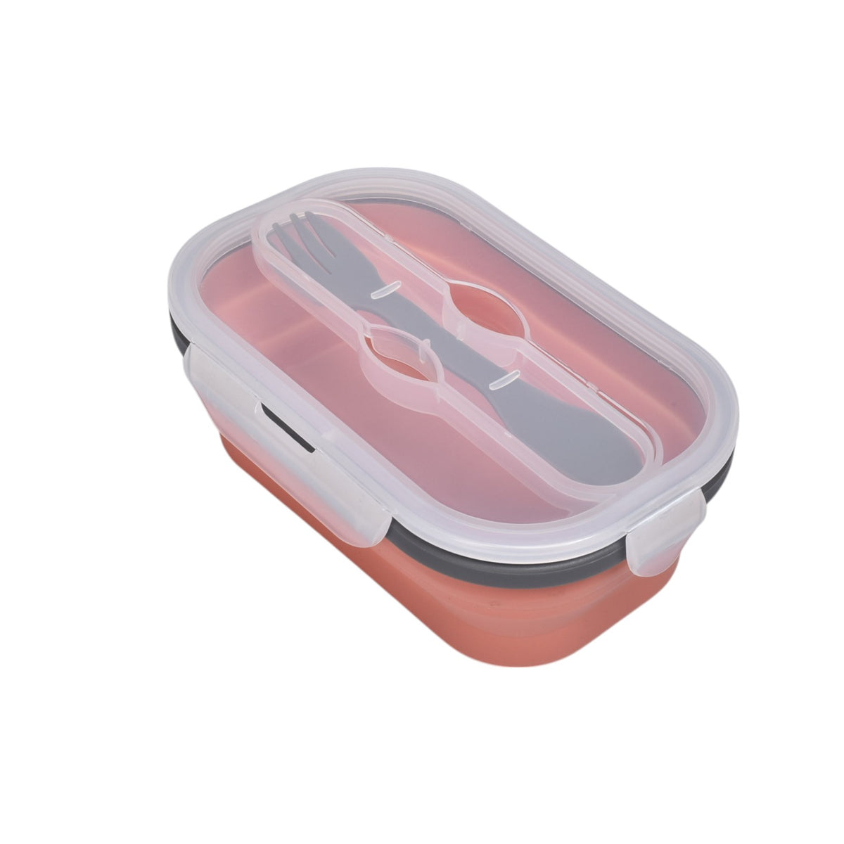 portacomida plegable plastico silicona con cubierto dim:19x12x7