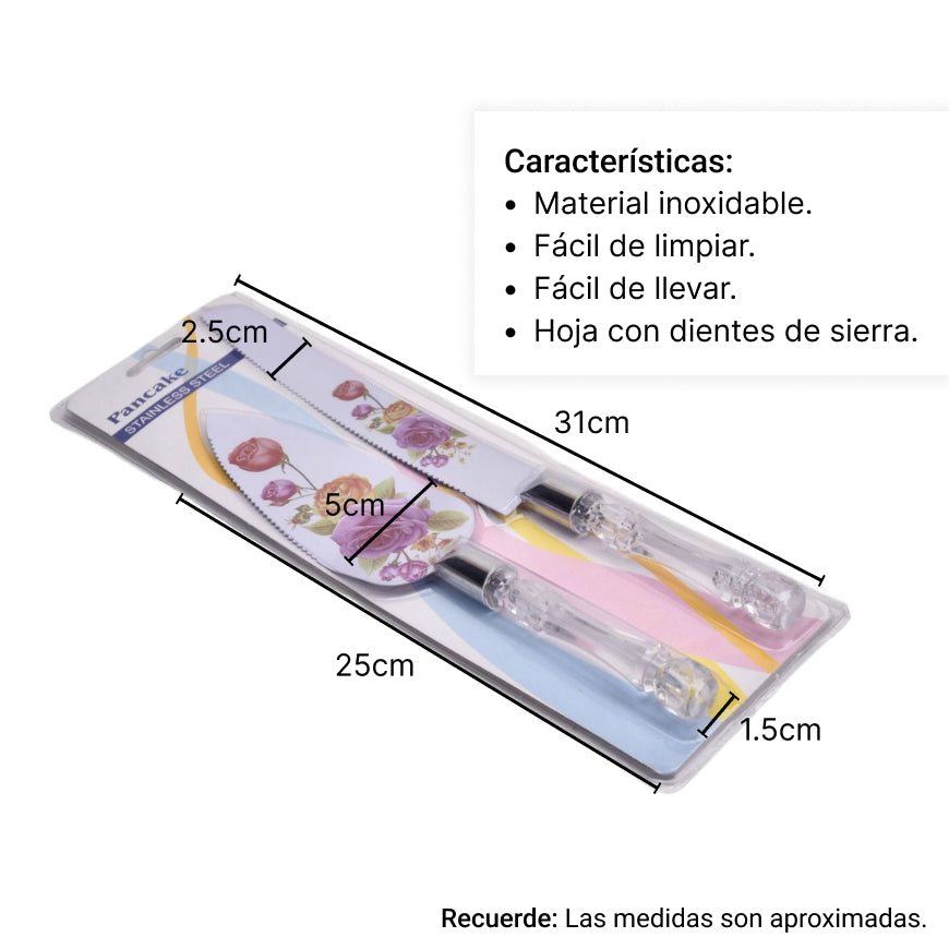 cuchillo y pala en metal pastelera dim:30*10cm