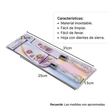 CUCHILLO Y PALA EN METAL PASTELERA DIM:30*10CM