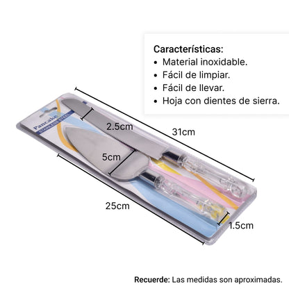 CUCHILLO Y PALA EN METAL PASTELERA DIM:30*10CM