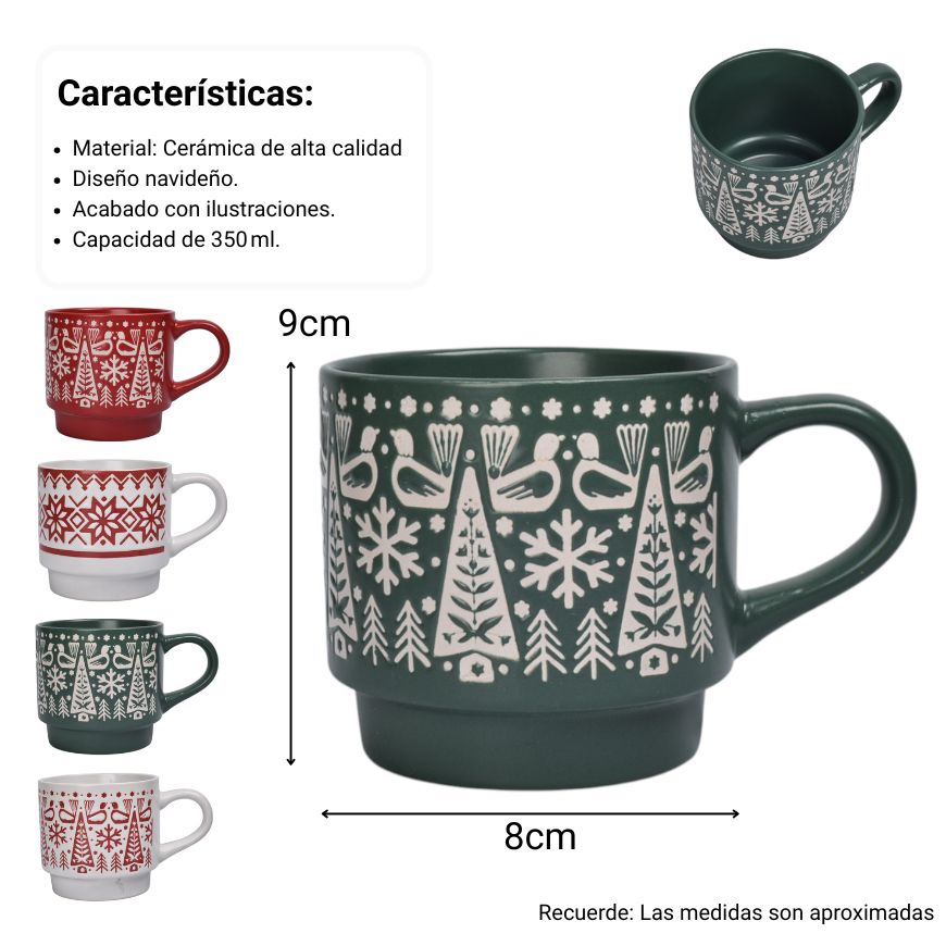 mug pocillo en ceramica navidad 350ml dim:8x9cm