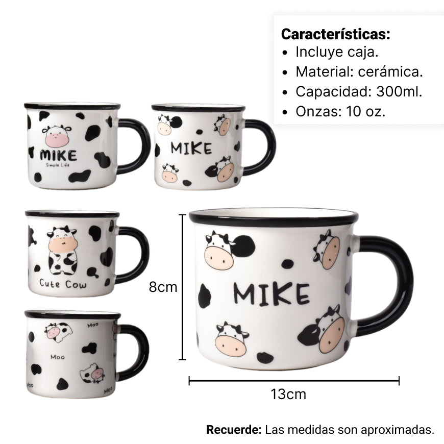 mug pocillo diseño de vacas ceramica de 350ml dim:8x8x8