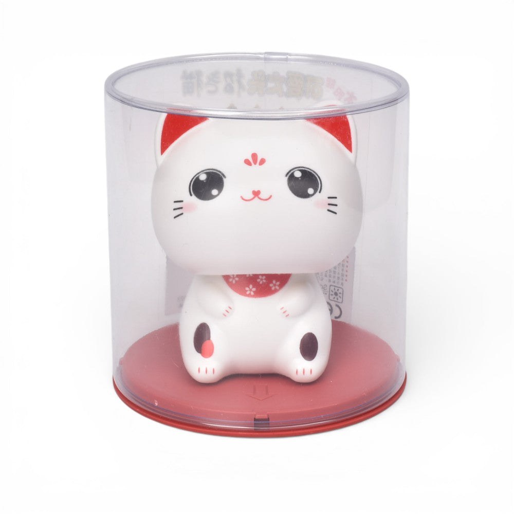 gato de la suerte solar plastico color blanco dim:9x9x10