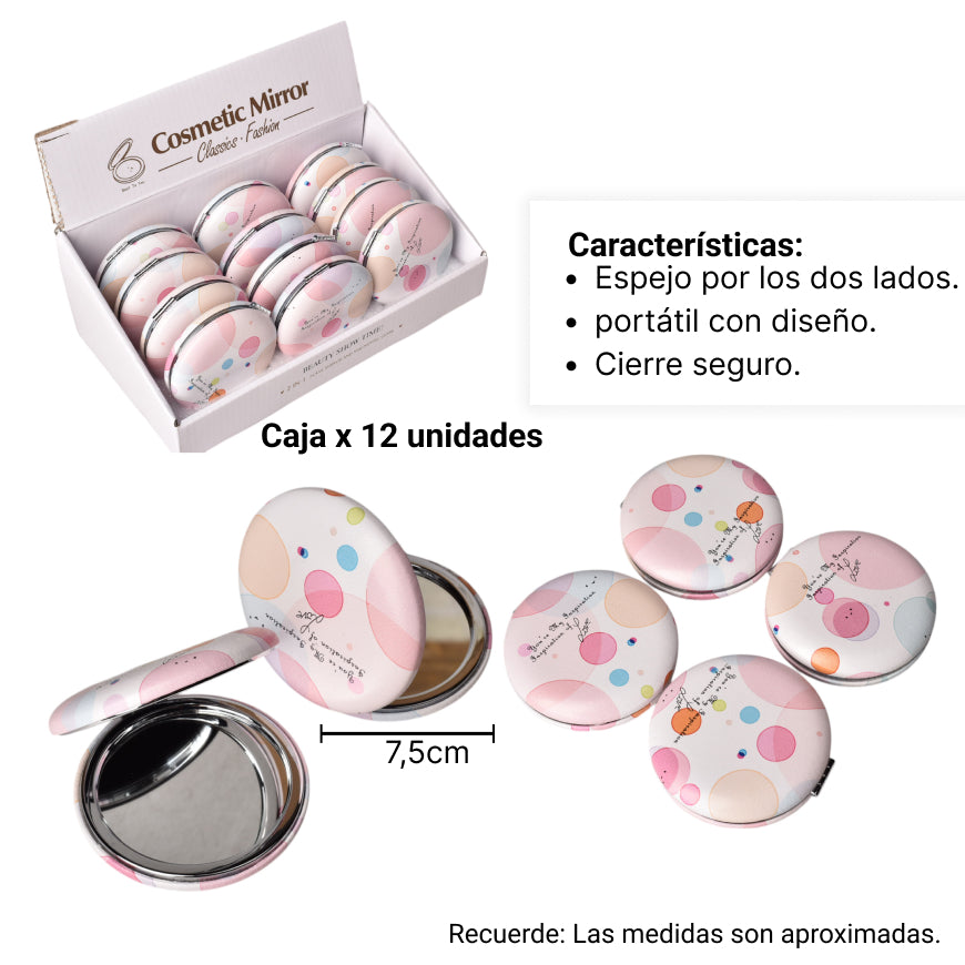 espejo vidrio sintetico plastico pequeño cartera varios dise