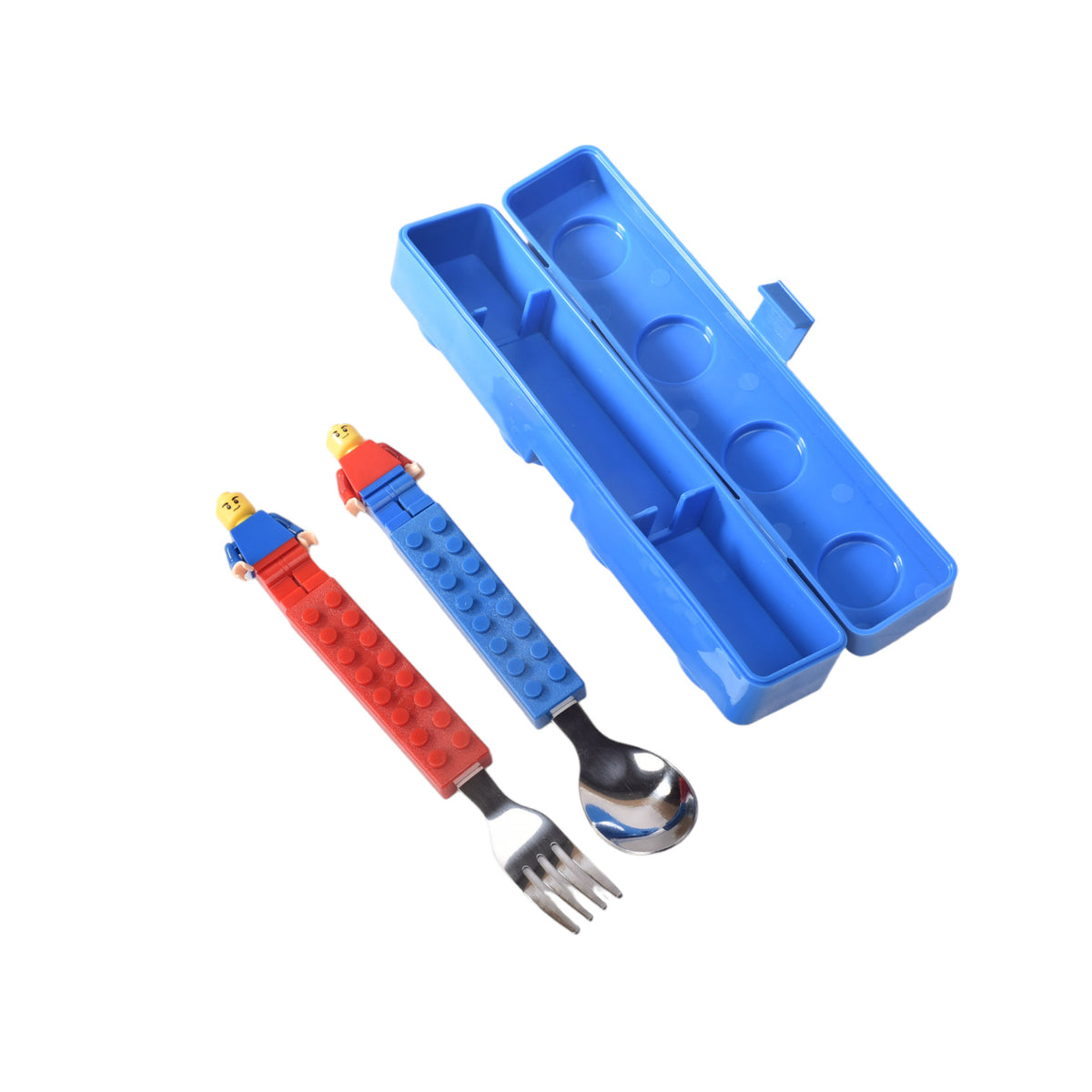 set cubiertos cuchara y tenedor con estuche fichas de armar
