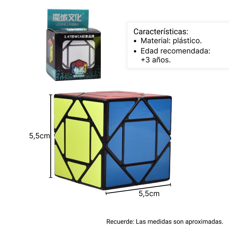 cubo rubik geometrico   dim: 5,6cm fondo negro