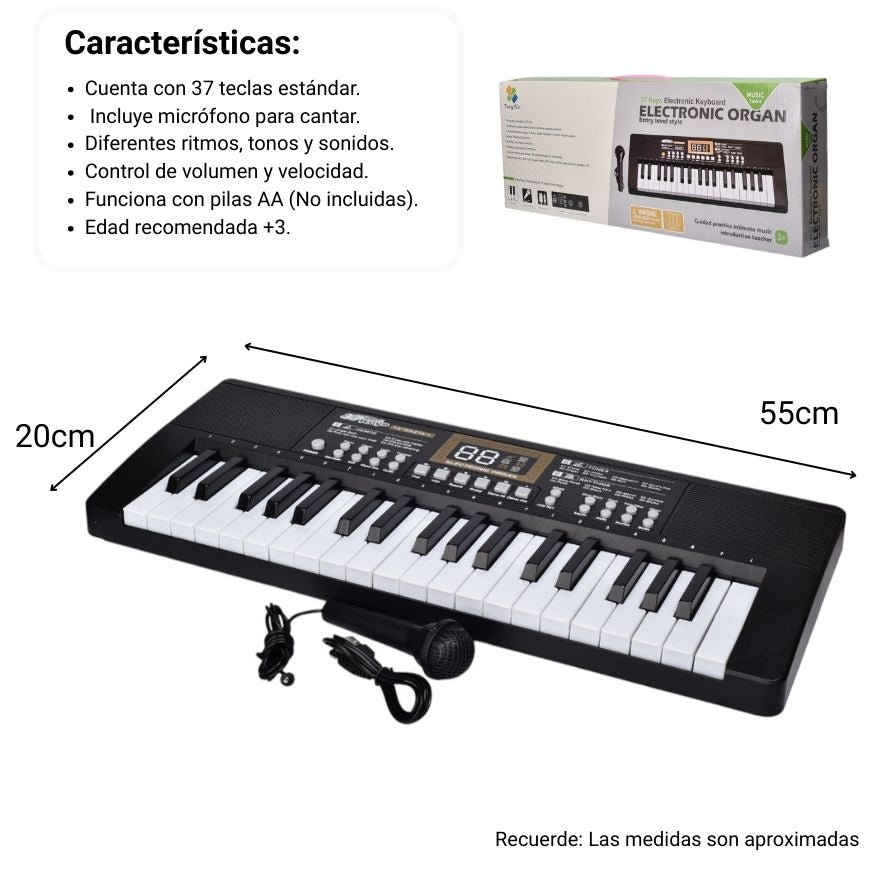 juguete piano con sonido y accesorios dim:55x20x6