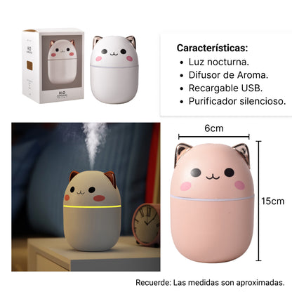 HUMIDIFICADOR FORMA GATO RECARGABLE CON CABLE USB PLASTICO