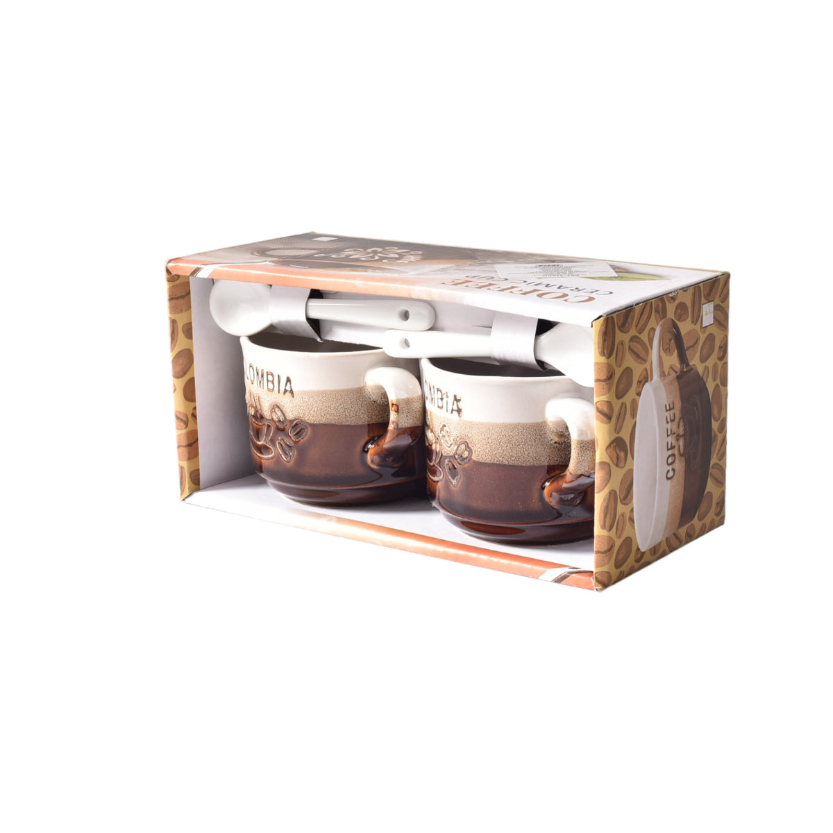 set 2pcs pocillos con cucharas  ceramica dim:7x7x6