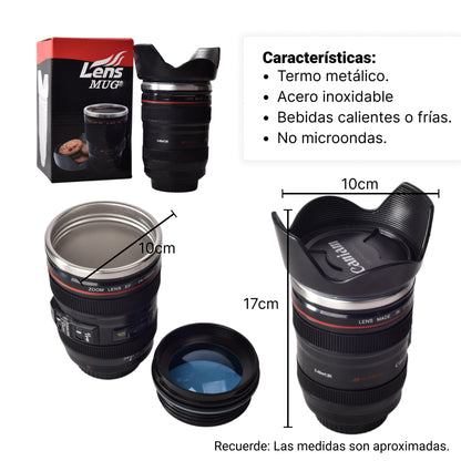 TERMO ACERO INOXIDABLE 400ML LENTE CAMARA NEGRO METALICO