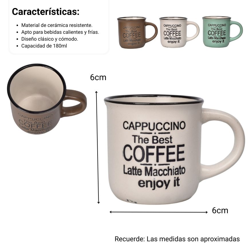 mug pocillo ceramica 180ml dim:6x6x6