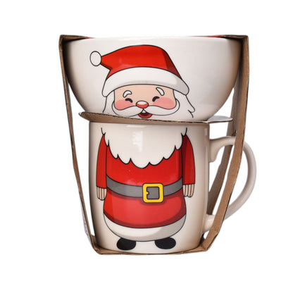 SET POCILLO NAVIDAD CON PLATO CERAMICA 350ML DIM8X8X9