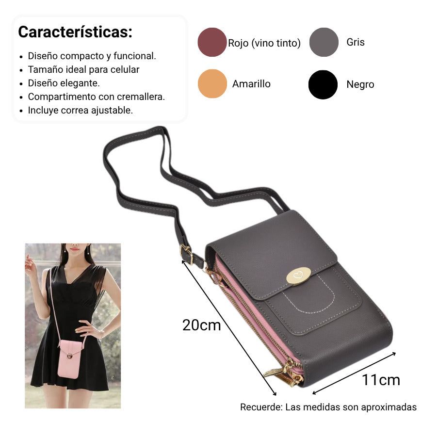bolso billetera dama sintetico dim:20x11x5