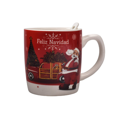 POCILLO Y CUCHARA NAVIDAD EN CERAMICA