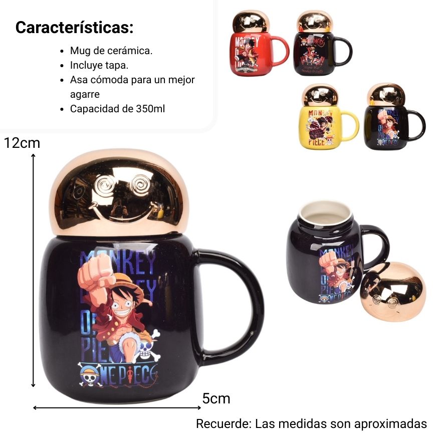 mug pocillo ceramica con tapa personaje 350ml dim:12x5