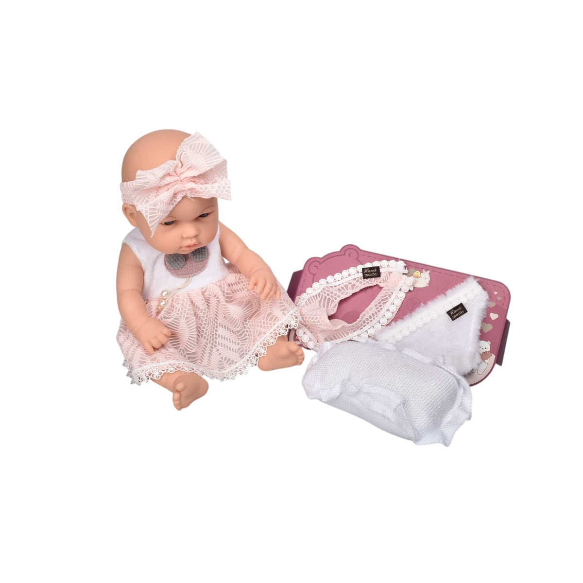 juguete bebe muñeca de caucho realista con accesorios dim:34x15x20