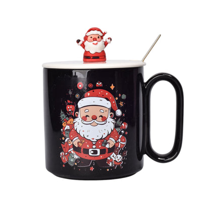 MUG POCILLO CERAMICA DISEÑOS NAVIDAD CON CUCHARA 420ML DIM:9X8