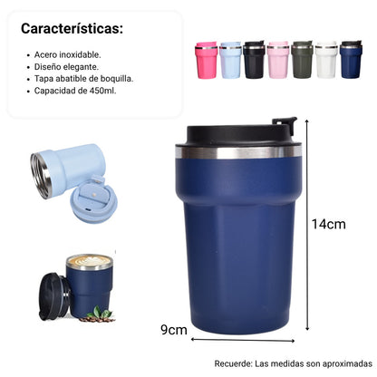 TERMO ACERO INOXIDABLE 450ML DIM:9X9X14