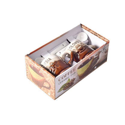 SET 2PCS POCILLOS CON CUCHARAS  CERAMICA DIM:5x5x5
