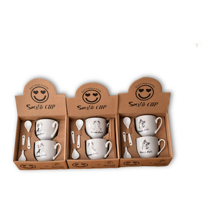 POCILLOS CON CUCHARAS SET 2PCS CERAMICA DIM:5.6*5.5CM
