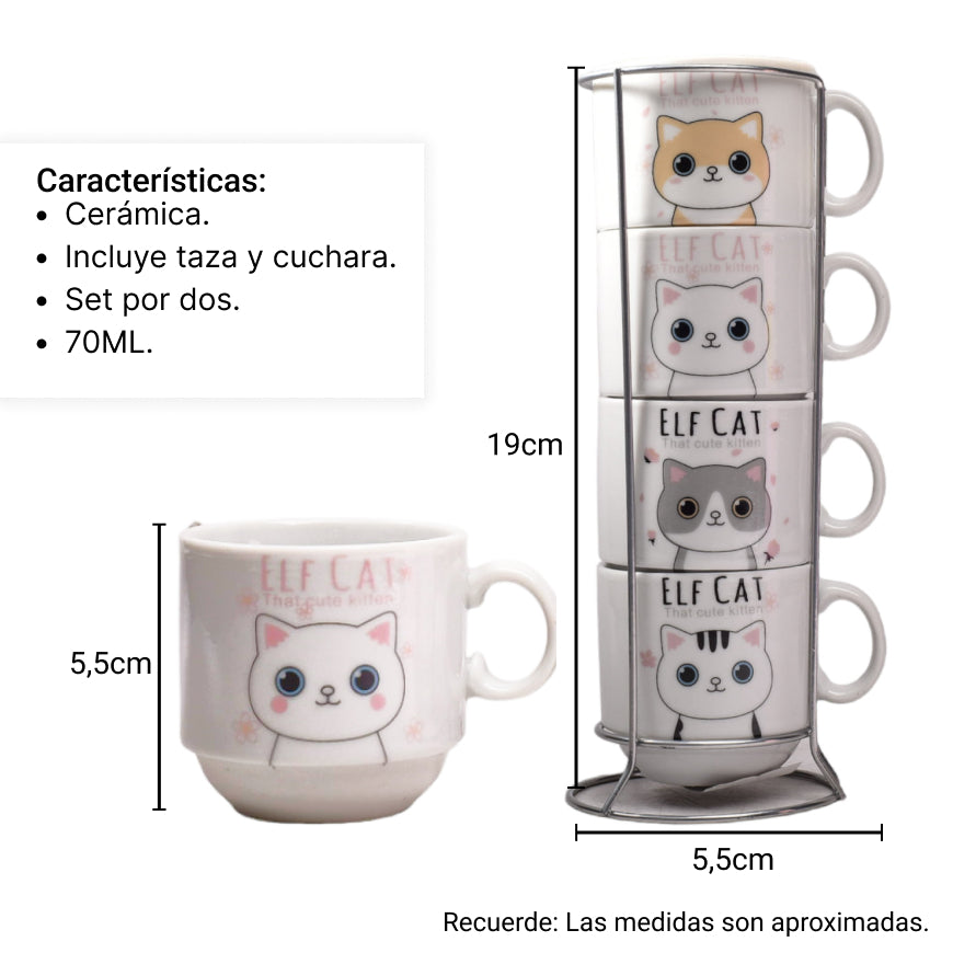 set 4pcs pocillos ceramica con base pequeño